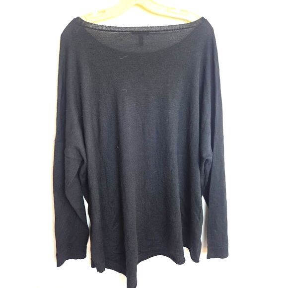 NWT Eileen Fisher Black Bateau Neck 100% Wool Knit Tunic Sweater size XL - Picture 3 of 9